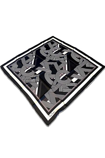 Pierre Cardin Λευκό - Μαύρο Μεταξωτό Φουλάρι με Γεωμετρικό Σχέδιο Tivil 8339438 - 916