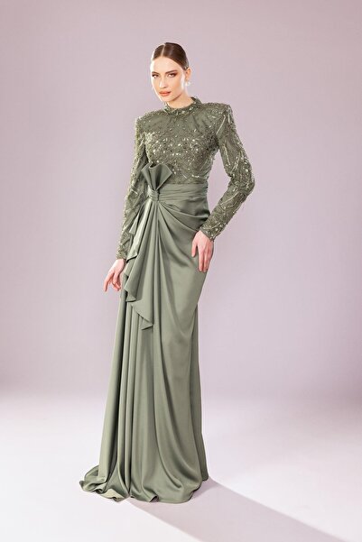 Katre Long Sleeve Hijab Evening Dress - Kenzel Embroidered Dress