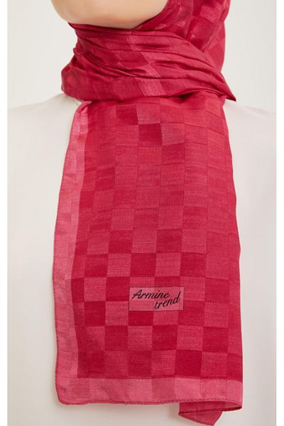 Armine Trend B.janjan Shawl 86 - Ροζ μοτίβο σκακιέρας