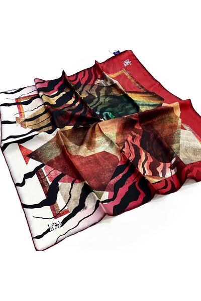 Levidor Μεταξωτό μαντήλι με μοτίβο μπορντό 19284