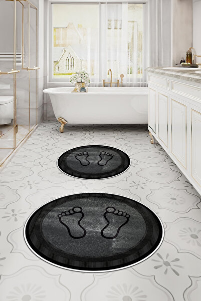 Napoli Home Set de covoraș de baie rotund, imprimat, lavabil, anti-alunecare,...