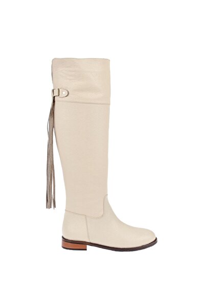 pullman Maximino Hakiki Deri Binici Kadın Çizme MX-422 BEJ