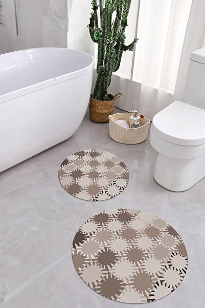 Napoli Home Σετ τουαλέτας με στάμπα, αντιολισθητική βάση, απλό μοντέρνο στρογγυλό χαλάκι μπάνιου