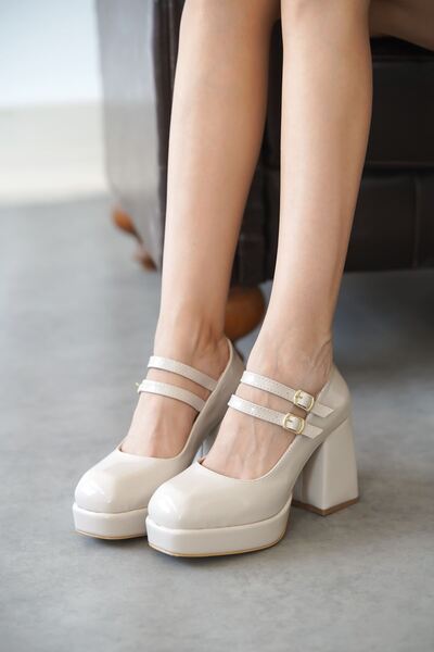 GOFFSHOES Kadın Forlan Platformlu Topuklu Ayakkabı - Ten-Rugan