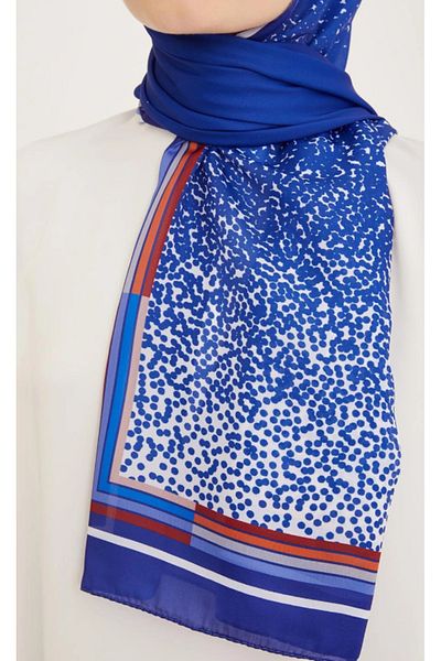 Armine Life Shawl 5368-07 Blue Mixed Pattern