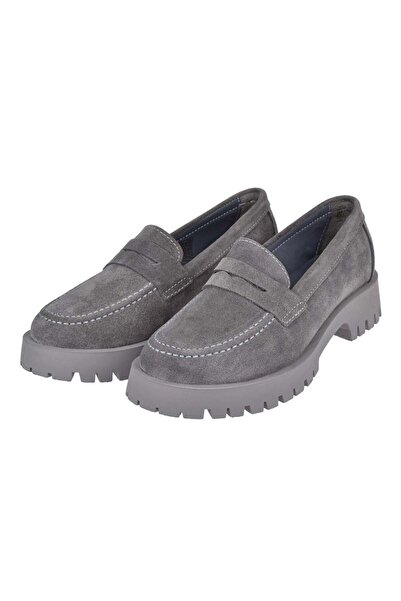 pullman Divadonna Hakiki Deri Makosen Kadın Ayakkabı BL-2842 GRİ SÜET