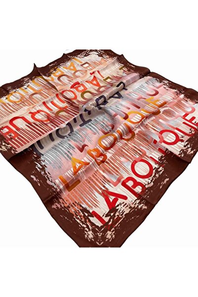 LA BOUTIQUE Eșarfă din mătase Sura cu model de litere de ciocolată 1391 - 05