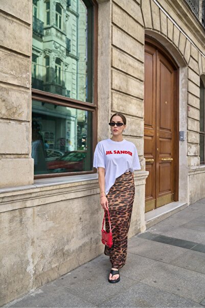 YOUR NAME Fustă lungă din tul cu model leopard