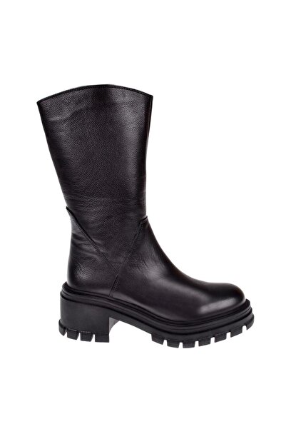 pullman Castle Black Hakiki Deri Uzun Kadın Bot SK-52673 SİYAH