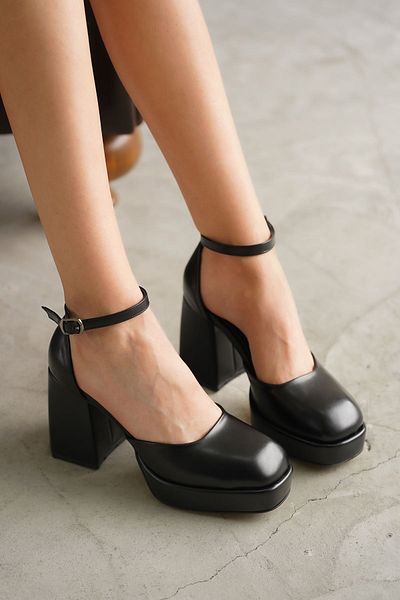 GOFFSHOES Pantofi cu toc Gander Platform pentru femei - piele neagră