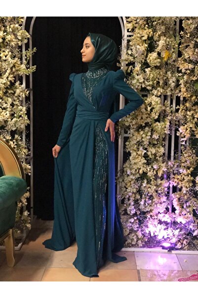 Katre Kenzel Front and Back Tulle Detailed Evening Dress