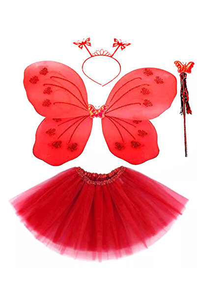 Ethab Ticaret Red Butterfly Costume - Red Butterfly Costume Accessory Set 4 P...