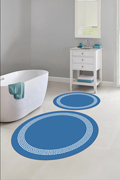 Napoli Home Ψηφιακό πλενόμενο αντιολισθητικό σετ καθίσματος τουαλέτας με στρογγυλό χαλάκι μπάνιου με απλό πλαίσιο