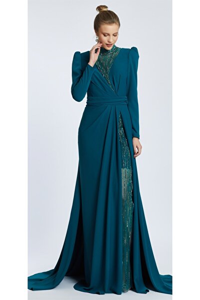 Katre Kenzel Front and Back Tulle Detailed Evening Dress