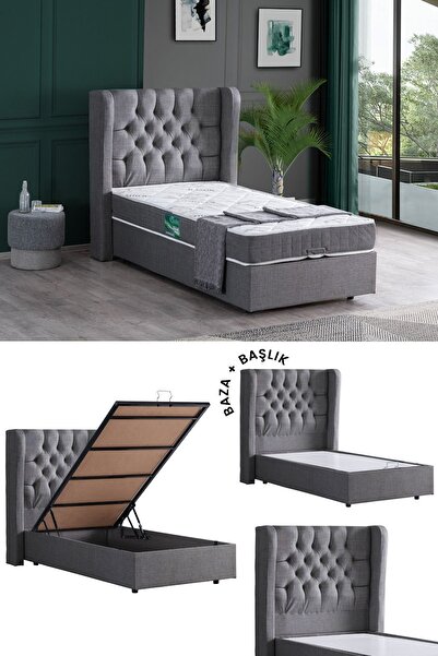 Setay Riga Ikili Set,tek Kişilik Baza Başlık Seti, Gri