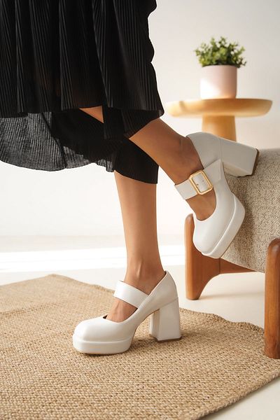 GOFFSHOES Romeo Platform White-Patent Leather Women's Heeled Shoes