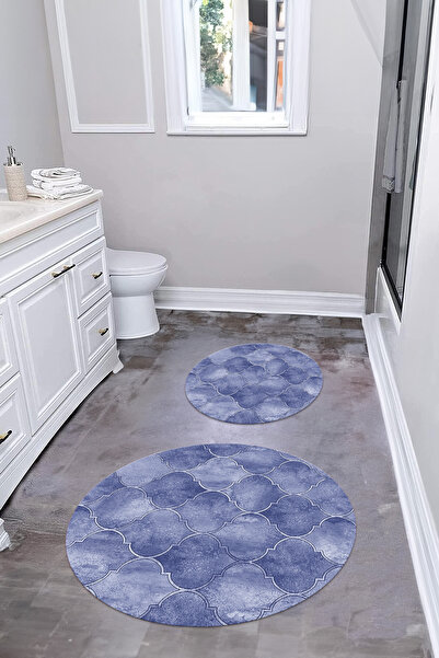 Napoli Home Set de scaune de toaletă cu covoraș rotund pentru baie, lavabil, ...