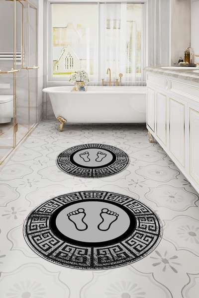 Napoli Home Set de scaune pentru toaletă cu covoraș rotund pentru baie, lavab...