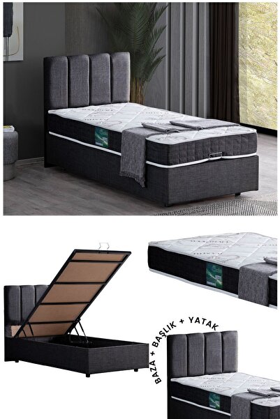 Setay Defne Tek Kişilik Baza Başlık Comfort Yatak Seti, Antrasit