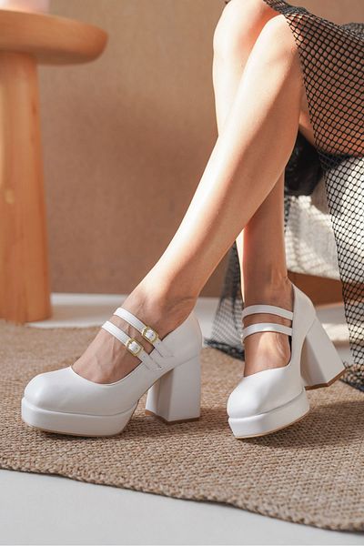 GOFFSHOES Pantofi de damă cu toc cu platformă albă - Forlan