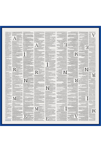 Armine Eșarfă de mătase Sura cu model de ziar alb 8942 - 08