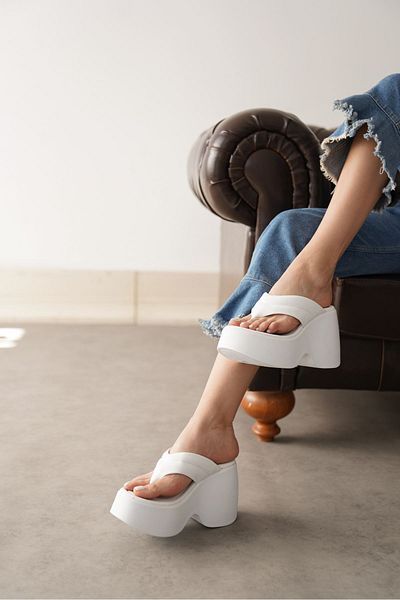 GOFFSHOES Papuci de damă cu toc alb Monser