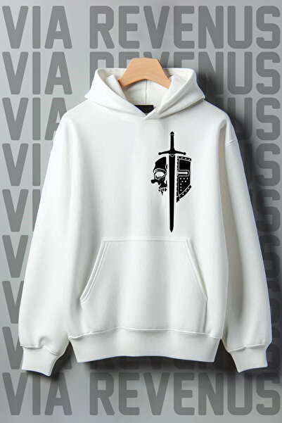 Vordevia Hanorac cu glugă, cu 3 fire, cu buzunar cangur cu imprimeu Sword