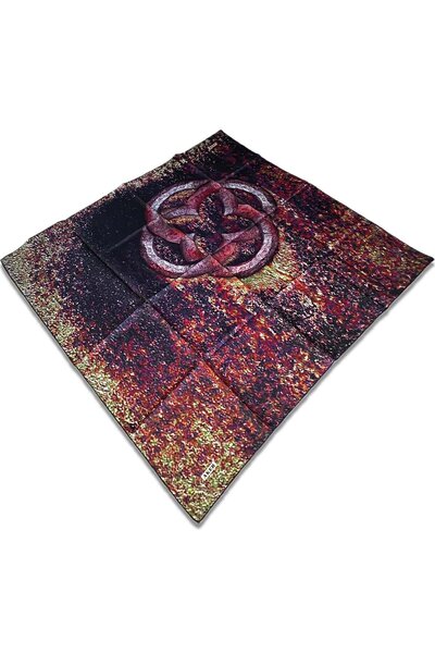 Aker Μπορντό Μεταξωτό Φουλάρι Τιβίλ με Μικτό Σχέδιο 31925