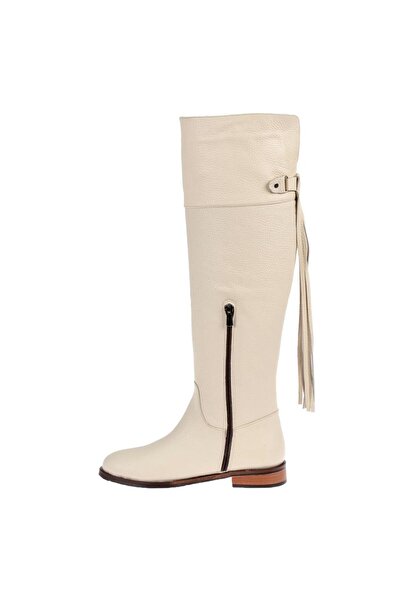 pullman Maximino Hakiki Deri Binici Kadın Çizme MX-422 BEJ