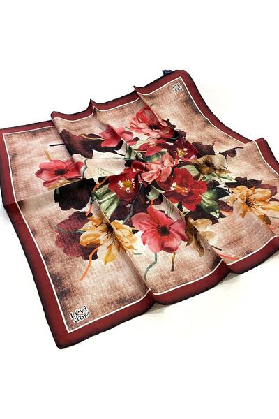 Levidor Μεταξωτό μαντήλι Tivil με μοτίβο λουλουδιών μπορντό 20243