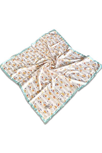 LA BOUTIQUE Eșarfă clasică cu model de flori verde apă - 1842-02 34454