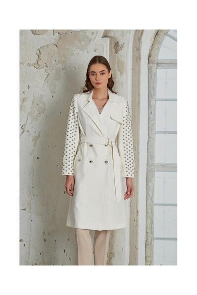 miaruj KOLLARI ÇAKMALI UZUN TRENÇKOT