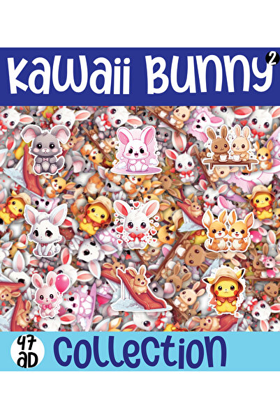 ca kay bu Kawaii set nalepnica na temu morskog zeca (zeca), 1 list A4, 47 komada