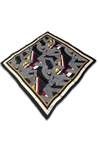 Pierre Cardin Μαύρο μουσταρδί μεικτό σχέδιο Sura μεταξωτό μαντήλι 8339230 - 315