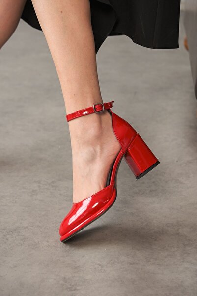 GOFFSHOES Kadın Penida Platform Topuklu Ayakkabı - Kırmızı-Rugan