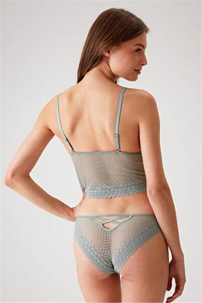 Pierre Cardin 4831 Women's Padded No Underwire Lace Bralet Bra Panty Set-Mint