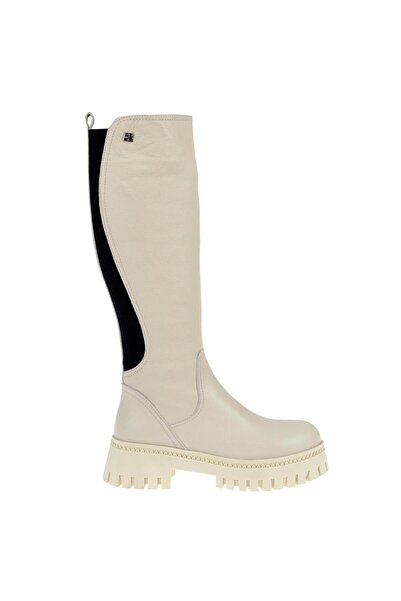 pullman Maximino Hakiki Deri Arkası Lastikli Kadın Çizme MX-ZMB-202 BEJ