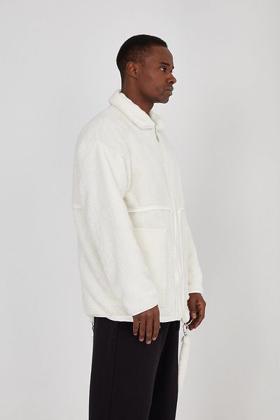 Saw Urbanity Zippered Oversize Mold Plush Cardigan with Side Pocket, Reversing to Bag