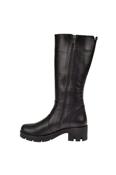 pullman Hakiki Deri Diz Altı Kadın Çizme PLM-1642 SİYAH