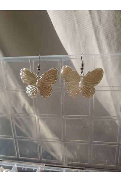 Crosswonder White Butterfly Dangle Earrings Y2K Fairycore