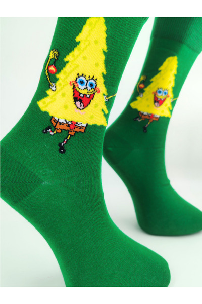 Shuttle Park جوارب سبونج بوب ملونة منقوشة ومريحة للجنسين على شكل شجرة عيد الم...