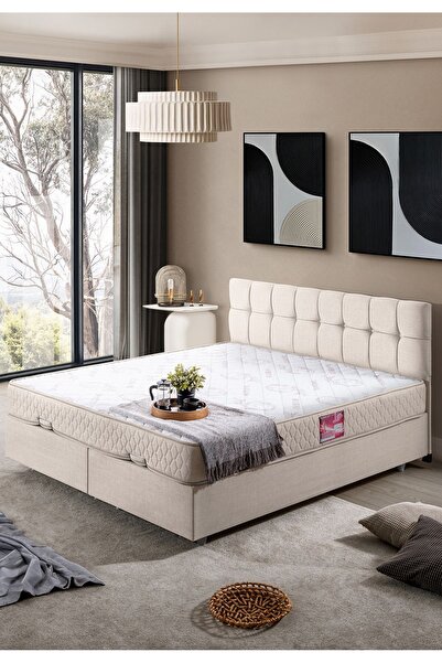 Setay Berlin Çift Kişilik Baza Başlık İkili Seti, Krem