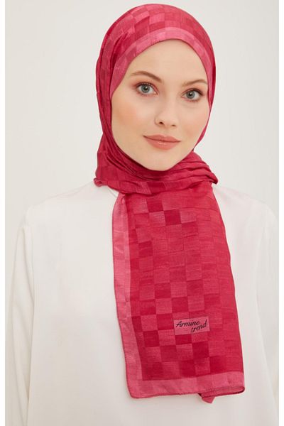 Armine Trend B.janjan Shawl 86 - Ροζ μοτίβο σκακιέρας