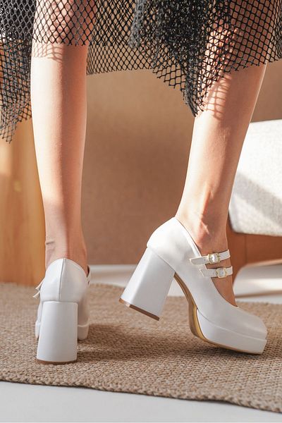 GOFFSHOES Pantofi de damă cu toc cu platformă albă - Forlan
