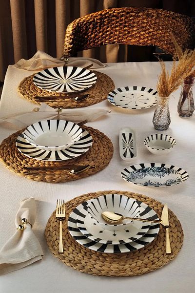 Perotti 32 Pieces 6-Person Majesty Porcelain Both Dinner Set and Breakfast Set - Dining and Breakfast Set