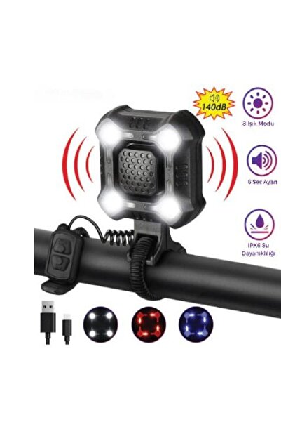 FORTE GT 2122 Bicycle Front Light 350 Lumen 140 DB Usb Rechargeable High Power Headlight Horn
