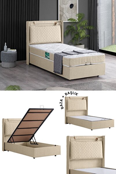 Setay Zagreb Ikili Set, Tek Kişilik Baza Başlık Seti, Krem