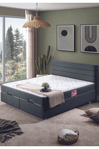 Setay Sofia Çift Kişilik Baza Başlık Letto Yatak Seti - Antrasit