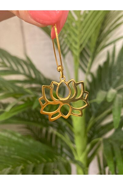 papatya aksesuar Çelik Renk Atmaz Faturalı Zeytin Ağacı Ada Lotus Kadın Küpe