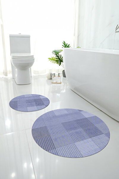 Napoli Home Цифровий мийний нековзний килим з круглим дизайном для ванної кімнати, комплект для унітазу